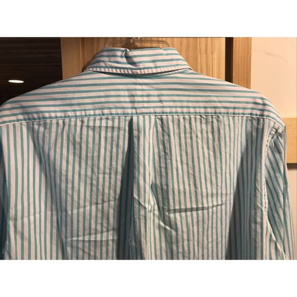 Ralph Lauren Men’s L White Blue Striped Long Sleeve Button Down Cotton Shirt - Picture 11 of 12